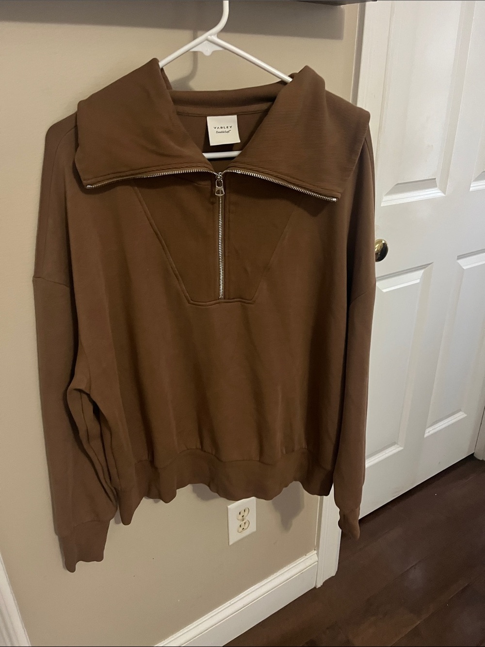 Varley double soft Chestnut Zip-Neck Sweatshirt